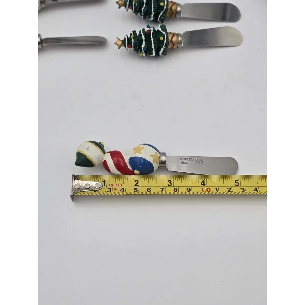 Lot Of 14 Cheese Spreaders Christmas Variety Stainless Steel  Resin Santa Bear
